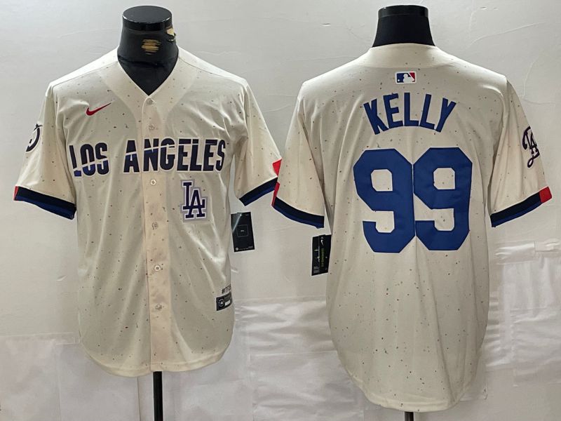 Men Los Angeles Dodgers #99 Kelly Cream Fashion Nike Game MLB Jersey style 5->san diego padres->MLB Jersey